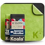 Koala Lens Cleaning Cloth | Japanese Microfiber | Glasses Cleaning Cloths | Eyeglass Lens Cleaner | Eyeglasses, Camera, VR/AR Headset, and Screen Cleaner | Black & Green (Pack of 2)