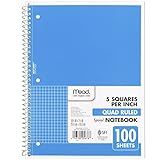 Mead Spiral Notebook, 1 Subject, Graph Ruled Paper, 7-1/2" x 10-1/2", 100 Sheets, Blue (05676AY7)