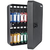 Uniclife 28 Position Key Cabinet with Combination Lock Resettable Black Digital Security Storage Box Steel Key Organizer with Colorful Key Tag Labels Stickers and Hooks