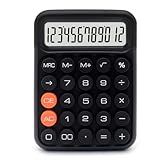 Black Calculator, UPIHO Standard Calculator,12 Digit Display and Big Buttons,Black Office Supplies and Desk Accessories,Cute Office and School Accessory