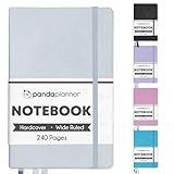 Panda Planner 2025-2026 Wide Ruled Notebook for School - 5.75" x 8.25" Wide Ruled Paper - 240 Sheets,120 GSM Thick Paper - A5 Hardcover Faux Leather Notebook for To Do List, School, Home (Gray)