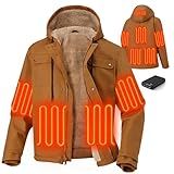 Glaais Heated Jackets for Men with 12V 18400mAh Battery Pack Included, Mens Heated Jacket Rechargeable with Sherpa Lining-XL