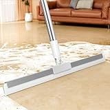 65" Long Handle Silicone Floor Squeegee -180° Rotating Head with Adjustable Handle, Removes Foam, Water Stains & Pet Hair, Ideal for Tile, Marble, Wood Floors, Glass, Shower, Kitchen & Bathroom