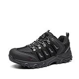 NORTIV 8 Men's Waterproof Hiking Shoes Leather Low-Top Hiking Shoes for Outdoor Trailing Trekking Camping Walking,Size 13W,Black/Grey,QUEST-1-W