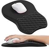 MROCO Ergonomic Mouse Pad with Wrist Support, Wrist Rest Mousepads for Carpal Tunnel Pain Relief, Memory Foam Pad with Massage Bulge and Non-Slip Base for Office, Home, Black