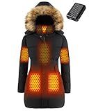 Women Long Heated Jacket Battery Pack Included Ladies Puffy Coat Rechargeable Usb Electric Winter 12v 7.4v Graphene 3xl Female Apparel Clothes Sweater Sweatshirt Hoodie Vest Outdoor Work Cold Weather
