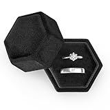 Etercycle Velvet Jewelry Ring Box, Hexagon Premium Gorgeous Vintage Double Ring Gift Box with Detachable Lid for Proposal Engagement Wedding Ceremony(Black)