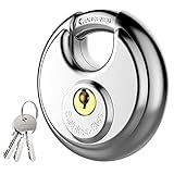 Puroma Keyed Padlock, Stainless Steel Discus Locker Lock Heavy Duty Locks with 3 Keys, Waterproof Outdoors Gate Storage Unit Lock with 3/8 Inch Shackle for Warehouse, Gym Storage Locker (1 Pack)