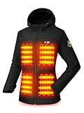 PTAHDUS Women's Heated Jackets 5 Heat Zones Battery Pack Included, with Hand Warmer Pocket(Black, Medium)