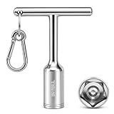 EVRBUL 13/16" Deep Socket T-Handle Penta Wrench, 630 Stainless Steel Penta Socket Lineman Wrench for Pad-Mounted Transformer Penta Head Bolt, Secondary Pedestal, Water Meter Pit Cover & Curb Box Key