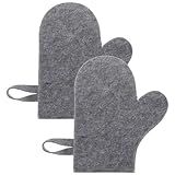 TEHAUX Sauna Mitten, Spa Mitt Banya Gloves Body Exfoliating Bath Mitt Sauna Gloves Bathing Mittens Felt Sauna Mitt Bath Towels for Shower Sauna Supplies Grey 2pcs