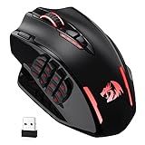 Redragon M913 Impact Elite Wireless Gaming Mouse, 16000 DPI Wired/Wireless RGB Mouse with 16 Programmable Buttons, 45 Hr Battery and Pro Optical Sensor, 12 Side Buttons MMO Mouse