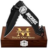 Legal Pocket Knife with 2.95” Serrated Blade, Glass Breaker, Seat Belt Cutter - EDC Sharp Folding Knives with Portable Clip - Small Tool for Tactical Camping Survival Hiking,Gifts for Men, Women - Multicolor-Customized
