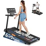 THERUN Treadmill with Incline,8.7 MPH 12% Auto Incline Treadmill,Compact Treadmill for Home,Brushless Motorized Treadmills for Quiet Running