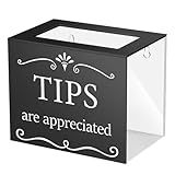 Vesici Acrylic Tips Jar for Bartender, 6 x 4 x 5 Inch, Wall Mounted Tip Box Bucket Plastic Donation Raffle Cash Box for Bartender Bars Restaurants Musicians Driver Money Storage(Black)