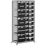 EasyPAG Rolling Cart with Drawers, 15 Drawer Multipurpose Mobile Utility Storage Craft Cart, Metal Filing Cabinet for Home Office, Black