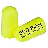 3M Ear Plugs, E-A-Rsoft Yellow Neons 315-1251, 200 Pair of Disposable Earplugs, Pairs Individually Wrapped, Slightly Longer, Uncorded, 33 NRR, Tapered Cylinder Shape, Slow Recovery Foam