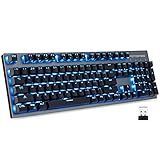 MOTOSPEED 2.4GHz Wireless/USB Wired Mechanical Keyboard 104Keys Led Backlit Blue Switches Gaming Keyboard for Gaming and Typing,Compatible for Mac/PC/Laptop