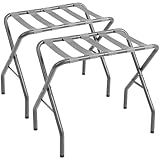 AMHANCIBLE Luggage Rack, Foldable Suitcase Stands Set of 2, Metal Luggage Holder for Guest Room, Bedroom, Hotel, Holds up to 110 lb, Easy Assemble, Grey,HLR01GY