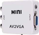 Watris Veiyi Video Converter, 480P Mini AV to VGA Adapter, Composite TV Set-Top Box Audio Video Converter (White)