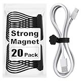 SOOOEC Black Magnetic Cable Ties, 20 Pack 7.2" Magnetic Cord Ties Cute Cloud Design, Silicone Magnetic Ties for Cord Organizer, Black Color.