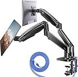 HUANUO NITROGLIDE™ Dual Monitor Stand for 13″–40″, Premium Dual Monitor Mount with USB, Height Adjustable Monitor Stand for 2 Monitors, VESA Mount with Clamp/Grommet Base, Holds 26.4lbs per Arm, HNDS7