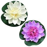 LUORNG 2PCS 10CM/3.94Inch Birdbath Fountain Accessory Lotus Leaf Flower Floating Spray Garden Supply Lotus Decoration Faux Artificial Lotus Flower for Garden Pond and Swimming Pool Decoration
