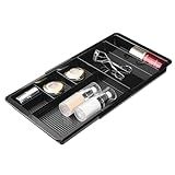 mDesign Expandable Plastic Drawer Organizer and Storage Container for Office Supplies - Gel Pen Pencil, Marker, Stationary, Desk Supply Holder for Drawers and Desktop - Lumiere Collection - Black
