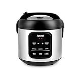 AROMA Digital Rice Cooker, 4-Cup (Uncooked) / 8-Cup (Cooked), Steamer, Multicooker, Slow Cooker, Oatmeal Cooker, Auto Keep Warm, 2 Qt, Stainless Steel Exterior