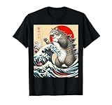 Catzilla Cat Japanese Art Funny Cat Gifts For Men Women Kid T-Shirt