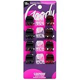 Goody Small Basic Half-Claw Hair Clips, 12-Count – 3-Prong Claw Clips for All Hair Types, Neutral Colors (Black, Tortoise, Clear), SlideProof Grip for All-Day Hold