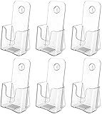 MaxGear 6 Pack Acrylic Brochure Holder, Trifold 4 inches Wide Plastic Literature Holder For Pamphlets, Flyers, Rack Cards, Wall Mount Clear Countertop Organizer Display Stand, Office or Home Use