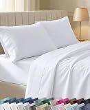 California Design Den Soft 100% Cotton Sateen Queen Bed Sheets Set, White