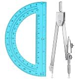 EBOOT Drawing Compass and 6 in Protractor Geometry Set, Blue