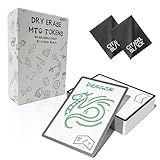 Citadel Black Dry Erase MTG Tokens Set of 50 Cards – with 2pcs Erasers, Reversible Reusable Double-Sided Universal Tokens Proxy Card, MTG TCG
