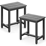 ODK Outdoor Side Tables Set of 2, Adirondack Patio End Table with Weather-Resistant Waterproof Top for Hot Tub Garden, Balcony, Poolside, 2PCS, Grey