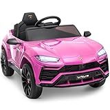 ENYOPRO 12V Licensed Lamborghini Urus Ride On Car, Electric SUV Car Power Wheel Toy w/Parent Remote Control, Music Player, FM Radio, LED Headlights, Soft Start, 2.5MPH Max Speed for Kids (Pink)
