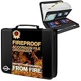 Winsing Accordion File Organizer-13 Pocket Fireproof Expanding Document Folder with Handle & Labels, Portable&Expandable Home/Office/Travel Binder Storage Safe for Important A4 Papers Letter