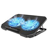 LIENS Laptop Cooling Pad with Adjustable Height Two 5.1 Inches Fan 2 USB Ports Suitable for 12"-15.6" Laptops（Black）