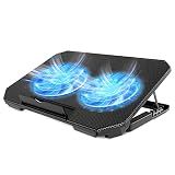 LIENS Laptop Cooling Pad with Adjustable Height Two 5.1 Inches Fan 2 USB Ports Suitable for 12"-15.6" Laptops（Black）
