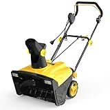 GroveCraft 21-Inch 15-Amp Corded Snow Blower, Electric Snow Thrower with Dual LED Lights&Rotating Chute, 30FT Throwing Distance, Snow Blower for Driveway, Patio and Walkways