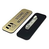 Store Manager 1 x 3" Name Tag/Badge, Brushed Gold, (3 Pack)