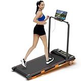 6% Incline Walking Pad with Handle Bar,Compact and Foldable Treadmill for Home and Office,2.5 HP Quiet Under Desk Treadmill with 300lbs Capacity,Big Led Display and Double Deck Cushioning
