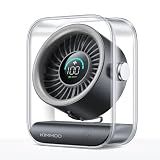 KIMMOO Rechargeable USB Desk Fan, Quiet Table Fan with Turbo Airflow, 100 Speeds, Digital Display, 90° Rotating, Small Battery Desktop Fans for Bedroom Home Office Travel, Black