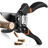 DECERK® 8.5" Professional Pruning Shears - Cuts 4X Easier with Ultra Sharp Japanese Steel Titanium Blade, Arthritis Friendly Garden Scissors & Plant Clippers, Effortlessly Prunes 3/4" Branches