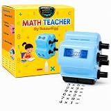 GoldenEgg Math Teacher 4-in-1 Math Roller Stamp, Addition, Subtraction, Multiplication & Fill-in-the-Blank Practice Tool for Kids, Classroom & Home Use (Blue)
