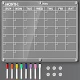 Acrylic Fridge Calendar, Magnetic Monthly Planner with 8 Color Markers, Clear Dry Erase Board for Events/Meetings/Shopping Lists - 14.5 * 11.5''