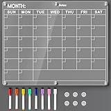 Acrylic Fridge Calendar, Magnetic Monthly Planner with 8 Color Markers, Clear Dry Erase Board for Events/Meetings/Shopping Lists - 14.5 * 11.5''