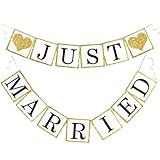 Wedding Banner Decorations Just Married Paper Wedding Garland Supplies Proposal Engagement Signs Outdoor Party Bride's Room Photp Prop Decorations 6Ft