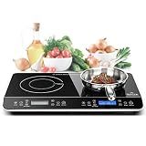Duxtop LCD Portable Double Induction Cooktop 1800W Digital Electric Countertop Burner Sensor Touch Stove, 9620LS/BT-350DZ